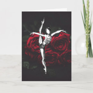 Carte Belle Ballerina et Ballet Rose Anniversaire
