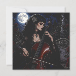 Carte Belle Beauté Gothique Jouant du Violoncelle