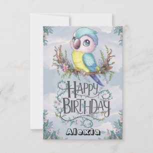 Carte Belle Boho Parrot numérique Anniversaire