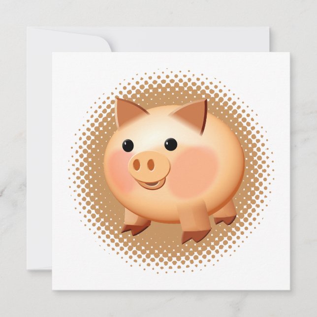 Carte Belle Cartoon Bébé porc (Devant)