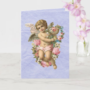 Carte Belle Cherub Vintage / Ange aux fleurs