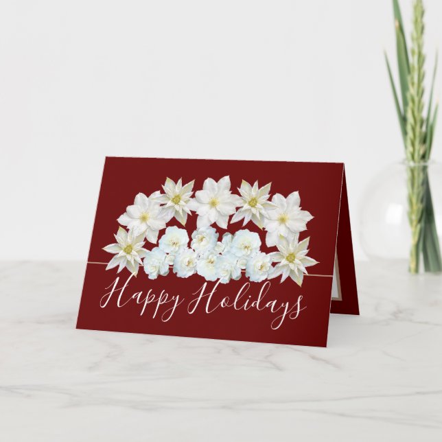 Carte Belle Chic Floral Bouquet Fleurs Blanches (Devant)