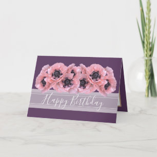 Carte Belle Chic Floral Bouquet Pink Poppy Anniversaire