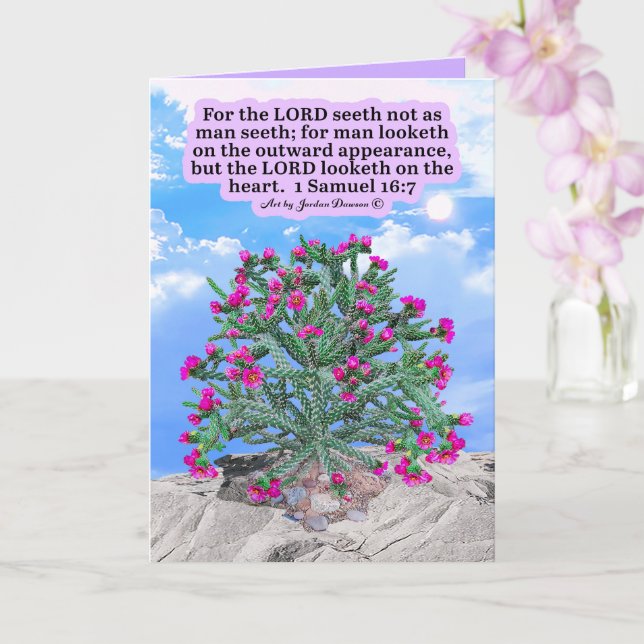 Carte Belle Cholla Cactus Écriture 1 Samuel 16:7 (Orchidée)