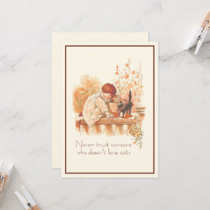 Carte Belle citation de chats d'enfant Red Haired avec c