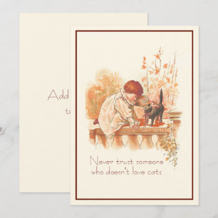 Carte Belle citation de chats d'enfant Red Haired avec c