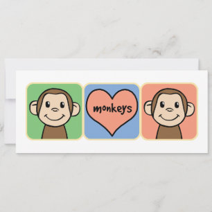 Carte Belle Clip de dessin animé Singes avec Amour du Co