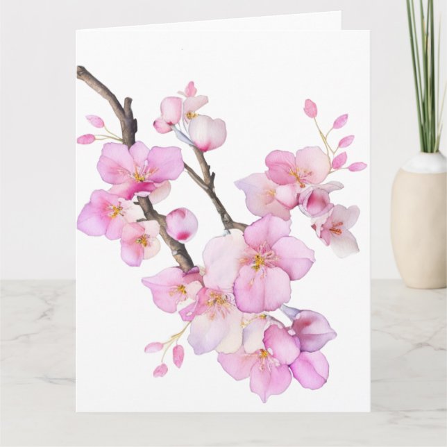 Carte Belle couleur rose cerise Sakura fleurs (Devant)
