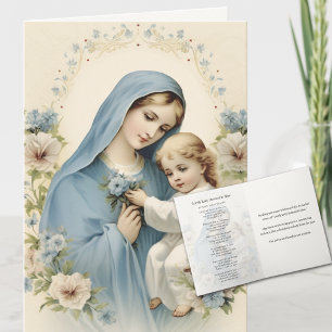 Carte "Belle Dame habillée en bleu" Poème religieux
