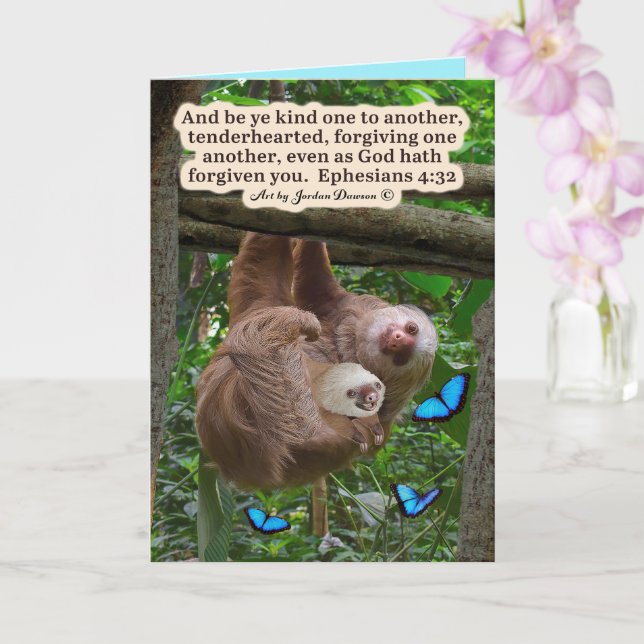 Carte Belle Écriture de Sloth : Ephésiens 4:32 (Orchidée)