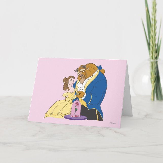 Carte Belle et Bête tenant les mains (Devant)