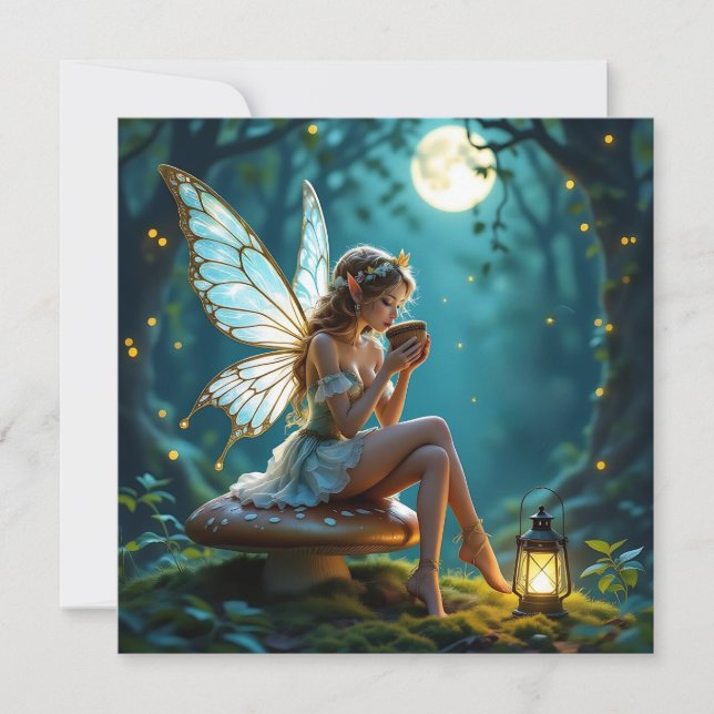 Carte Belle Fée Boire Café Enchanted Forêt (Devant)