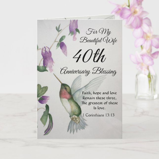 Carte Belle femme 40e anniversaire Bénédiction (Orchidée)