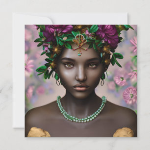 Carte Belle femme afro-américaine aux fleurs