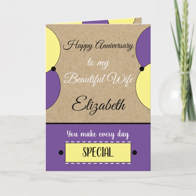 Carte Belle femme Anniversaire violet rustique (Devant)