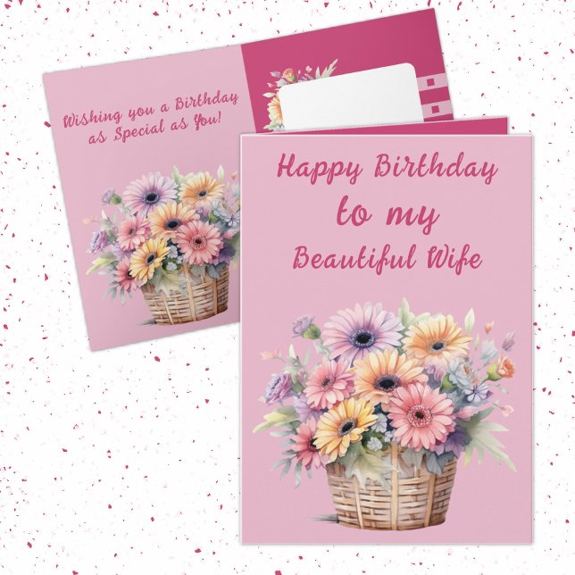 Carte Belle femme gerbera fleurs rose anniversaire (Créateur téléchargé)