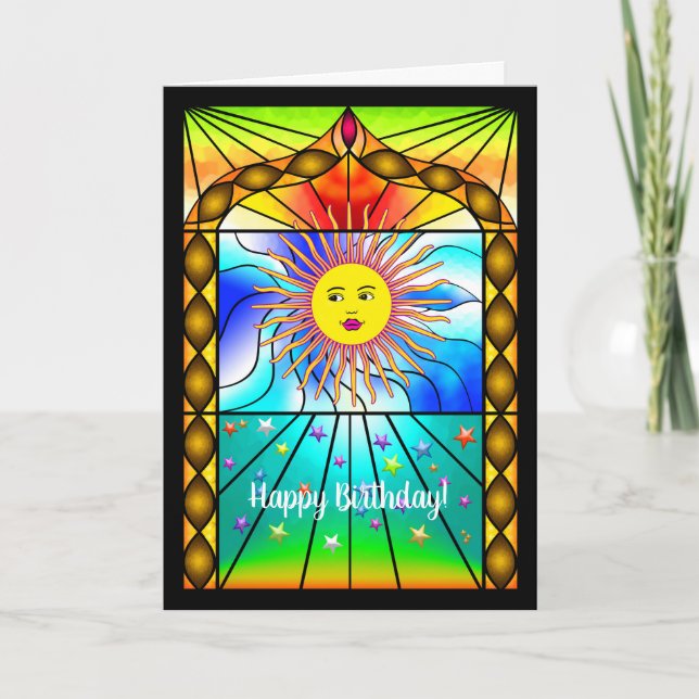 Carte Belle fenêtre de l'église en verre solaire (Devant)