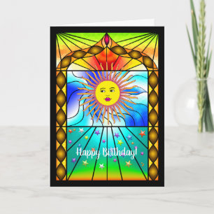 Carte Belle fenêtre de l'église en verre solaire