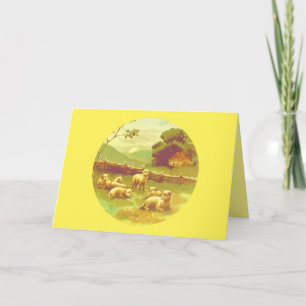 Carte Belle ferme Vintage de moutons pour votre propre m