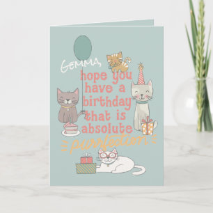 Carte Belle fête chats anniversaire Purr fection