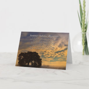 Carte Belle fête du solstice d'été avec un chêne et un p
