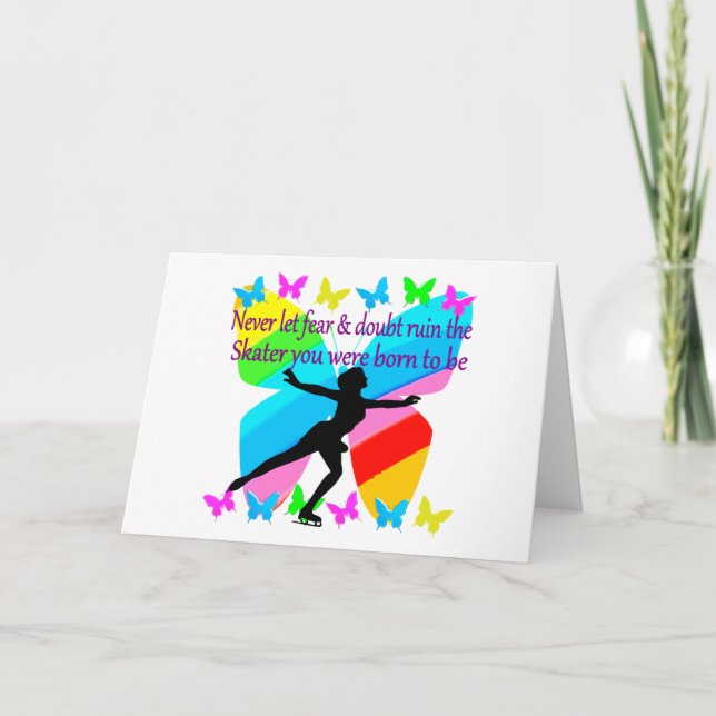 CARTE BELLE FIGURE SKATER INSPIRATIONNELLE QUOTE DESIGN (Devant)