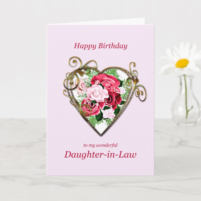 Carte Belle-fille Anniversaire Antique Peint Rose (Petite plante)