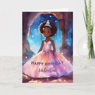 Carte Belle fille robe pleine princesse anniversaire