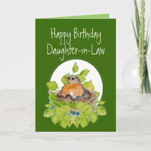 Carte Belle-fille Robin de joyeux anniversaire sur le