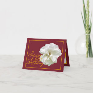 Carte Belle Fleur de Rose Blanche Plutôt Joyeux Annivers