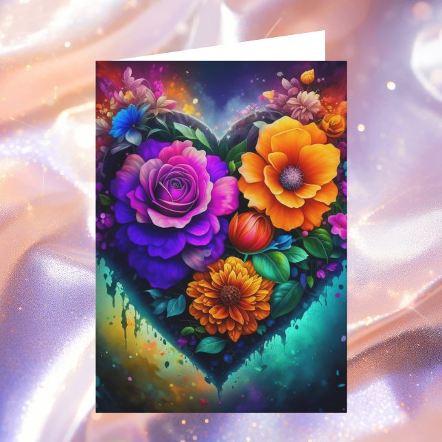 Carte Belle Fleur Plein Coeur Saint Valentin (Créateur téléchargé)
