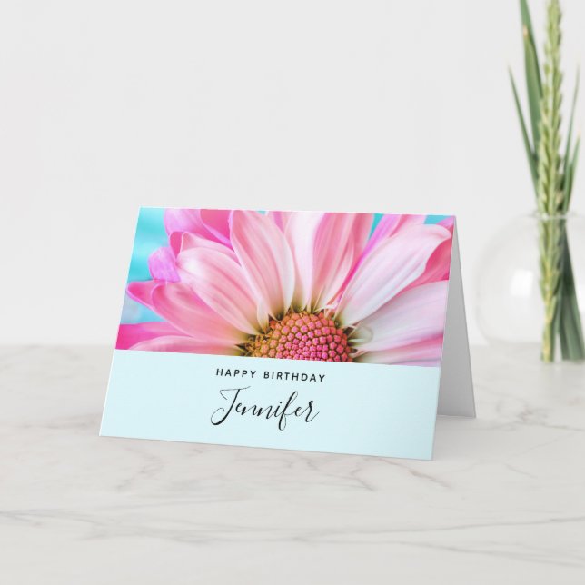 Carte Belle Fleur rose Gros plan Photo Anniversaire (Devant)