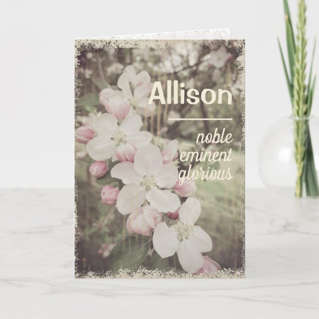 Carte Belle fleurs de cerise Nom personnalisé avec signi (Devant)