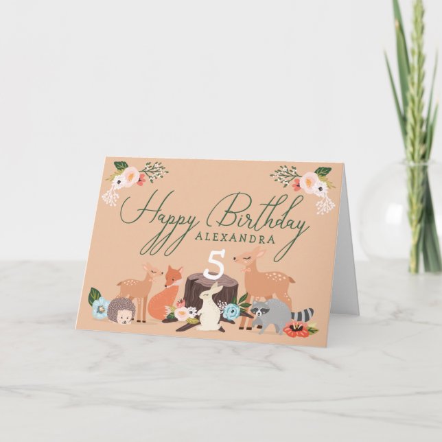Carte Belle forêt de bois Animaux Anniversaire (Devant)