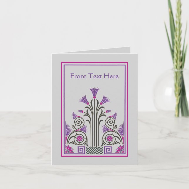 Carte Belle frontière art déco lilas gris violet (Devant)
