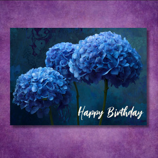 Carte Belle Hydrangea Bleue Florale Botanique Anniversai