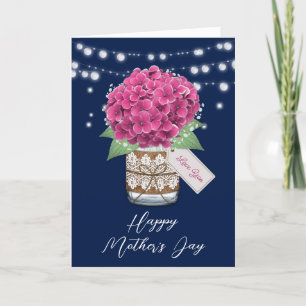 Carte Belle Hydrangea rose Rustique fête des mères