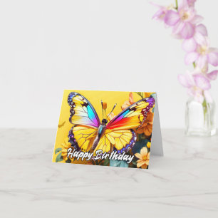 Carte Belle illustration de papillon Joyeux anniversaire