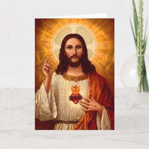 Carte Belle image religieuse Sacré Coeur de Jésus