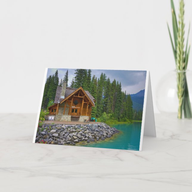 CARTE BELLE LOG CABINE "NOUVELLE MAISON" FÉLICITATIONS (Devant)