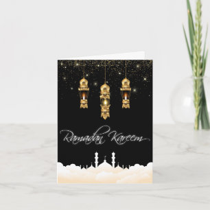 Carte Belle lumière de lampe Eid Mubarak