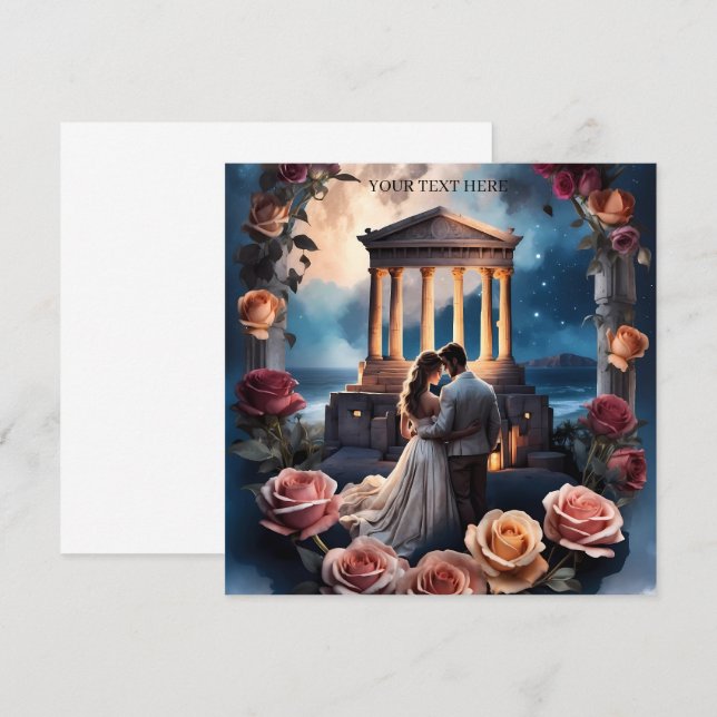 Carte Belle mariée et chambre debout au bord de la mer (Devant / Derrière)