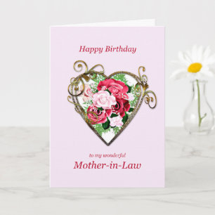 Carte Belle-mère Anniversaire Roses peints d'antiquité