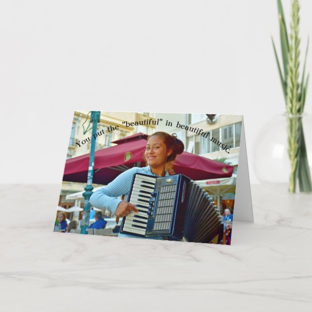 Carte Belle musicienne accordioniste (Devant)
