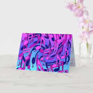 Carte Belle Musique Notes vives Pink Purple Blue Aqua
