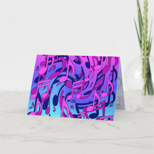Carte Belle Musique Notes vives Pink Purple Blue Aqua