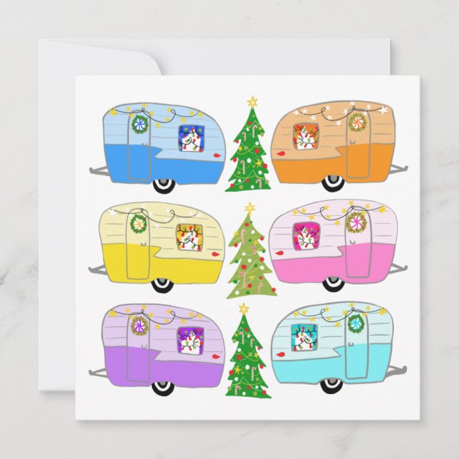Carte Belle Noël Retro RV Remorques Jours fériés (Devant)