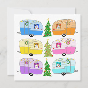 Carte Belle Noël Retro RV Remorques Jours fériés