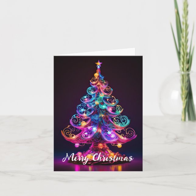 Carte Belle Nouvel Arbre de Noël Étincelante (Devant)