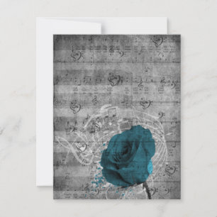 Carte Belle peinture bleu rose antique splatter music